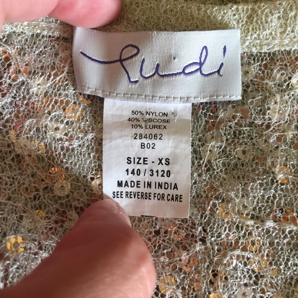 Ludi Gold Sequin Sheer Mesh Cap-Sleeve Top - Picture 3 of 4